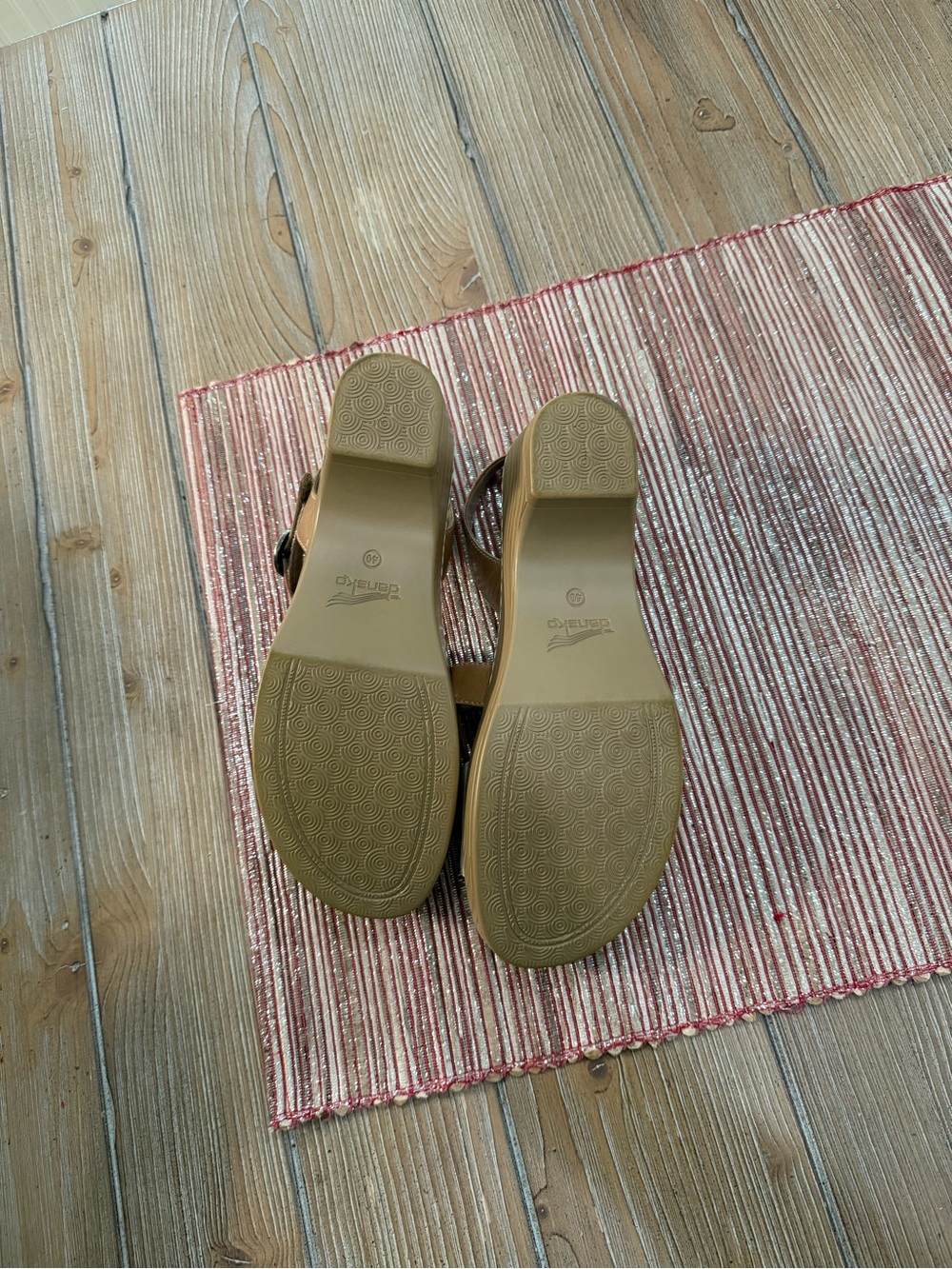 Dansko Marjorie Platform Two-Tone Slingback Sandals in Cream and Tan Leather - Picture 5 of 6
